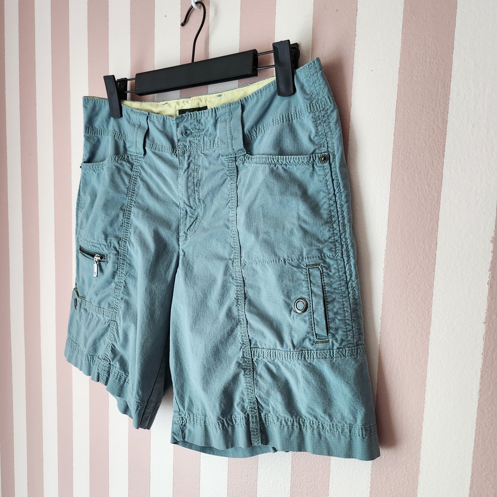 Womens Blue Cargo Shorts - Picture 2 of 9